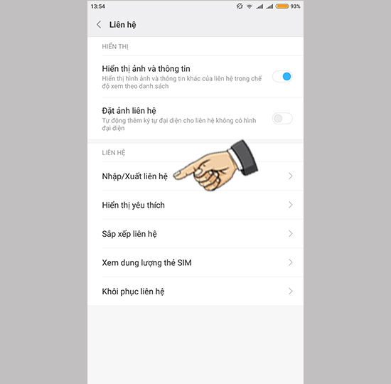 Chọn Nhập/xuất